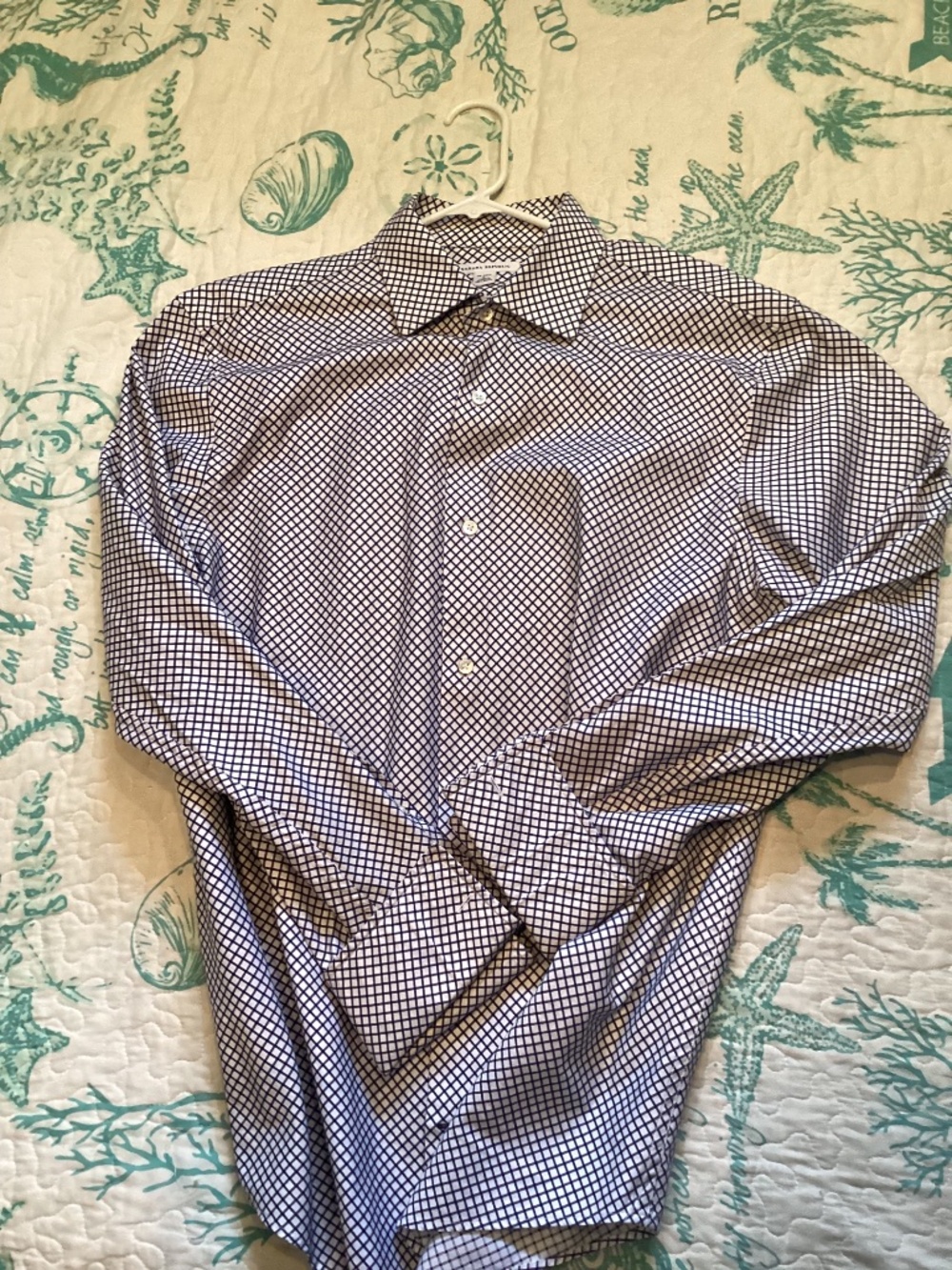 Banana Republic French cuff shirt, blue and white, 16 - 16.5 neck